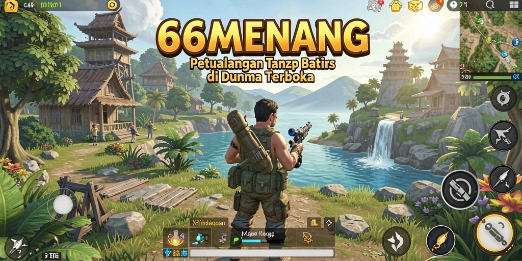 Tangkapan layar gameplay <strong>66MENANG</strong> menampilkan eksplorasi dunia terbuka yang luas.