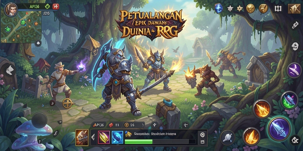 Tampilan gameplay seru dan atmosfer petualangan RPG.