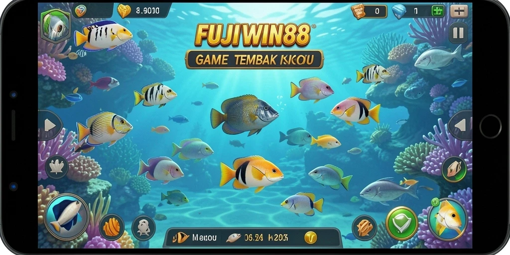 Tampilan gameplay Tembak Ikan yang seru dan penuh warna.