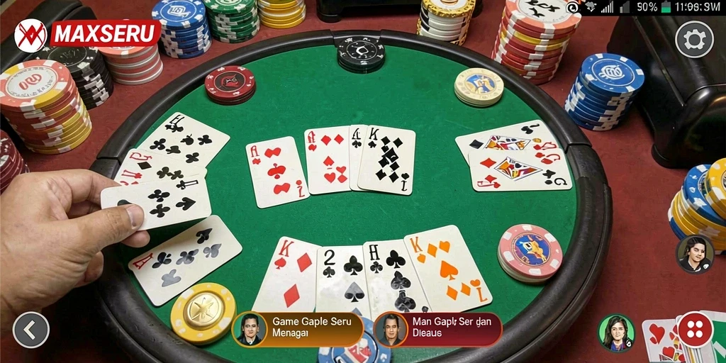 Tampilan menarik gameplay Gaple di MAXSERU.