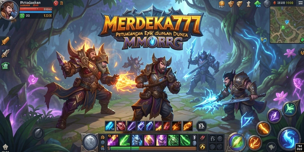 Screenshot gameplay <strong>MERDEKA777</strong> yang menampilkan pertarungan epik di dunia MMORPG.