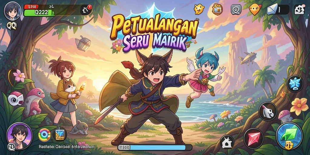 Gameplay seru dalam QQ222 menampilkan karakter anime yang dinamis.