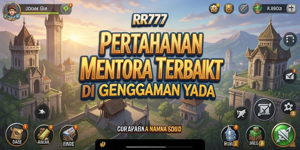 Tampilan menawan dari gameplay Tower Defense RR777 dengan strategi menara yang menarik.