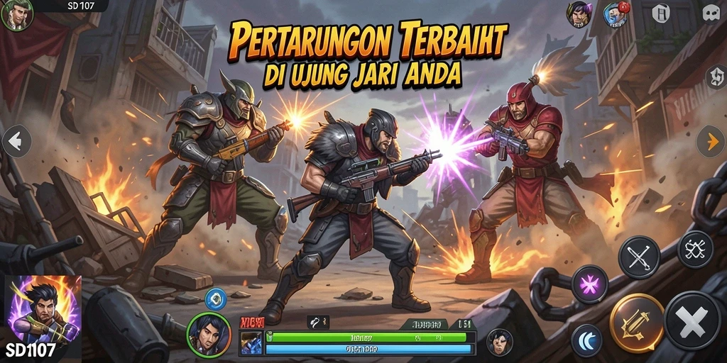Tampilan gameplay SD107 yang mendebarkan dengan aksi pertarungan yang intens.