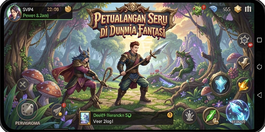 Screenshot dari gameplay <strong>SVIP4</strong> menampilkan karakter beraksi di lingkungan petualangan.