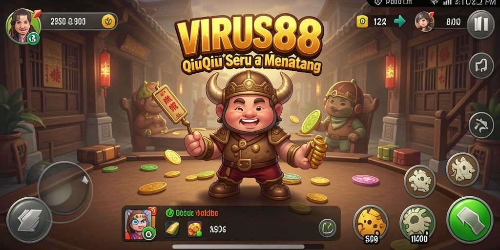 Screenshot gameplay VIRUS88 menampilkan aksi seru QiuQiu.
