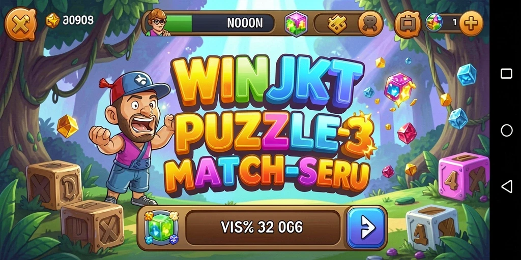 Screenshot gameplay WINJKT menampilkan momen seru mencocokkan objek.